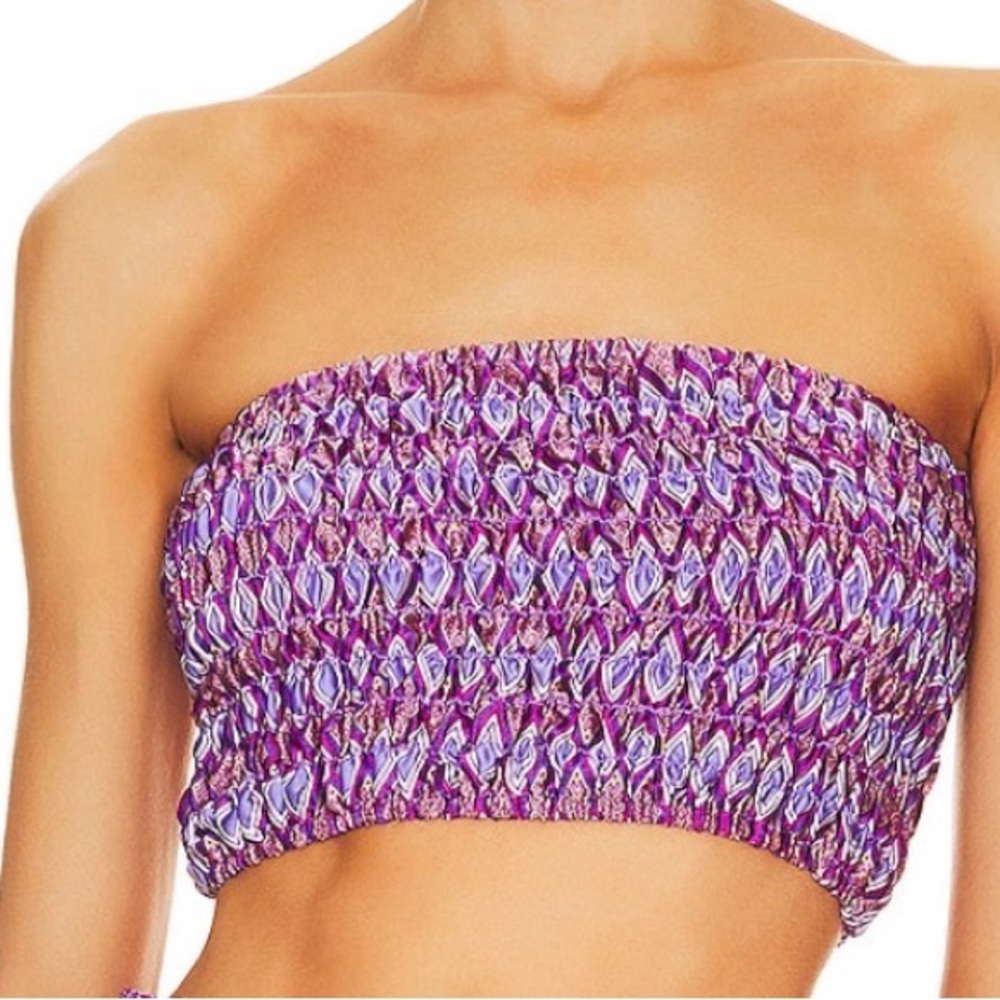 Misa Los Angeles Purple and Pink Smocked Tube Top
